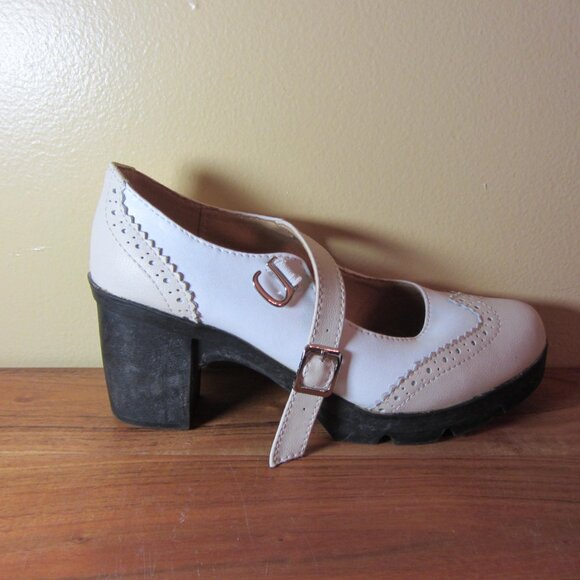 white & cream fashion creeper maty jane shoes size 39 or US 8.5 (CL346) - Picture 13 of 13